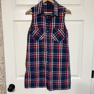 Tommy‎ Hilfiger Plaid Sleeveless Dress Button Up Shirt Dress Size 4